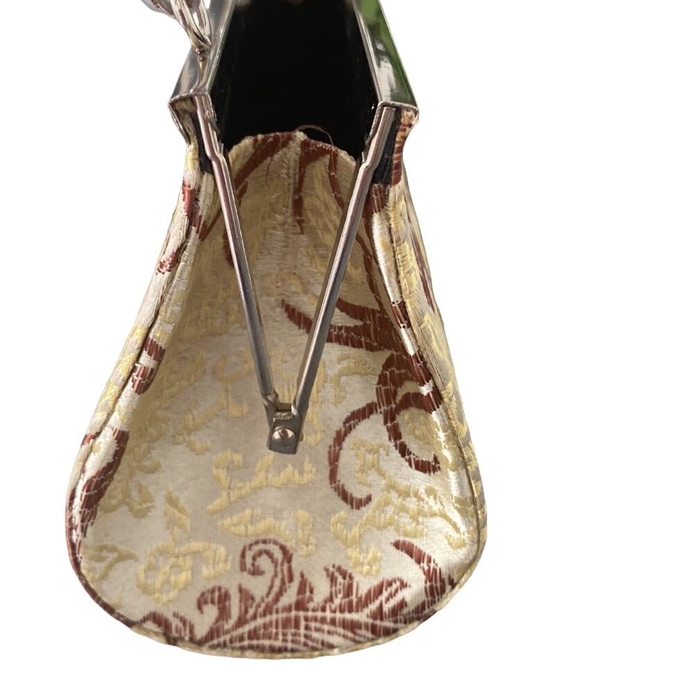Vintage Style Damask Print Silk Yellow Clutch/ Mini Bag - Picture 5 of 10